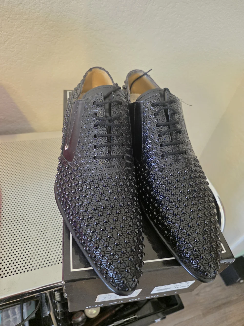 Men's Cesare Paciotti Black Embellished Lace-Up Dress Shoes